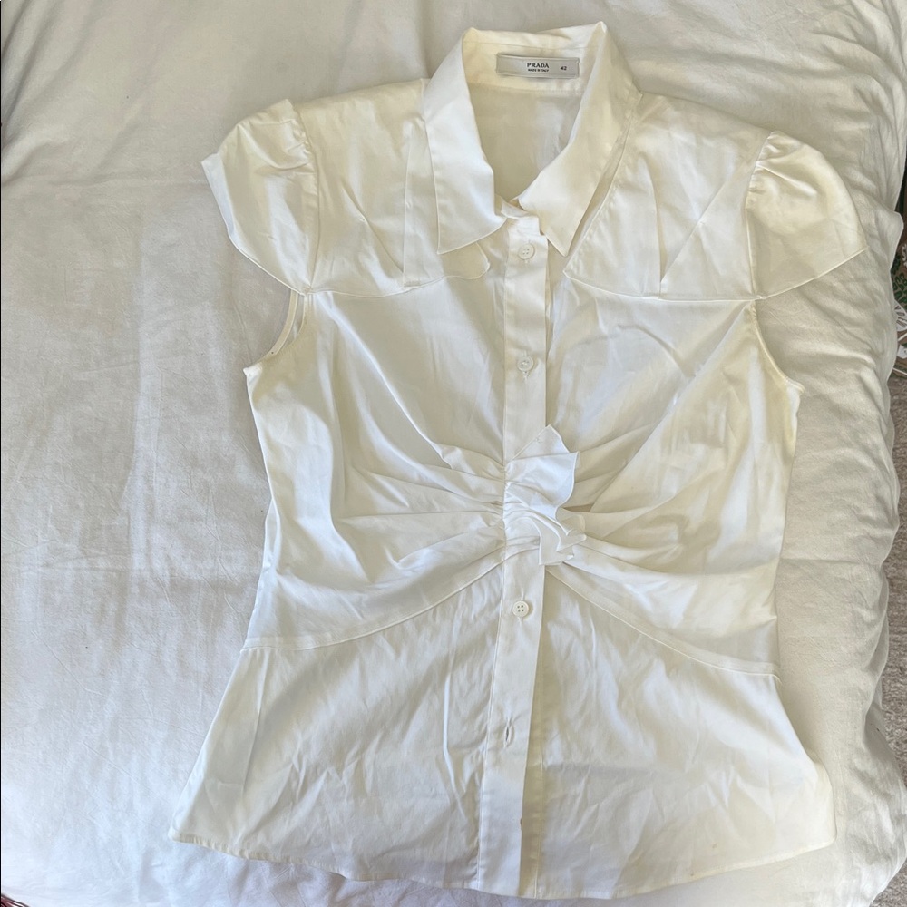 Prada Cream Cap Sleeve Blouse
